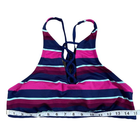 JAG Women’s Bikini Swim Top Rugby Stripe Criss Cross Back Very Berry XL -NWT $78 - Picture 4 of 9